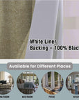 Thick Linen Blackout Curtain with Hand Block Print - Farmhouse Boho Grommet Panel - jarul