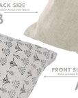 Block Printed Handcrafted Gray and Black Floral Throw Pillow Case on Pure Linen Elegant Boho Farmhouse Accent - HASTKALA