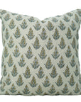 Green Floral Pure Linen Pillow Cover - Kanak Buti