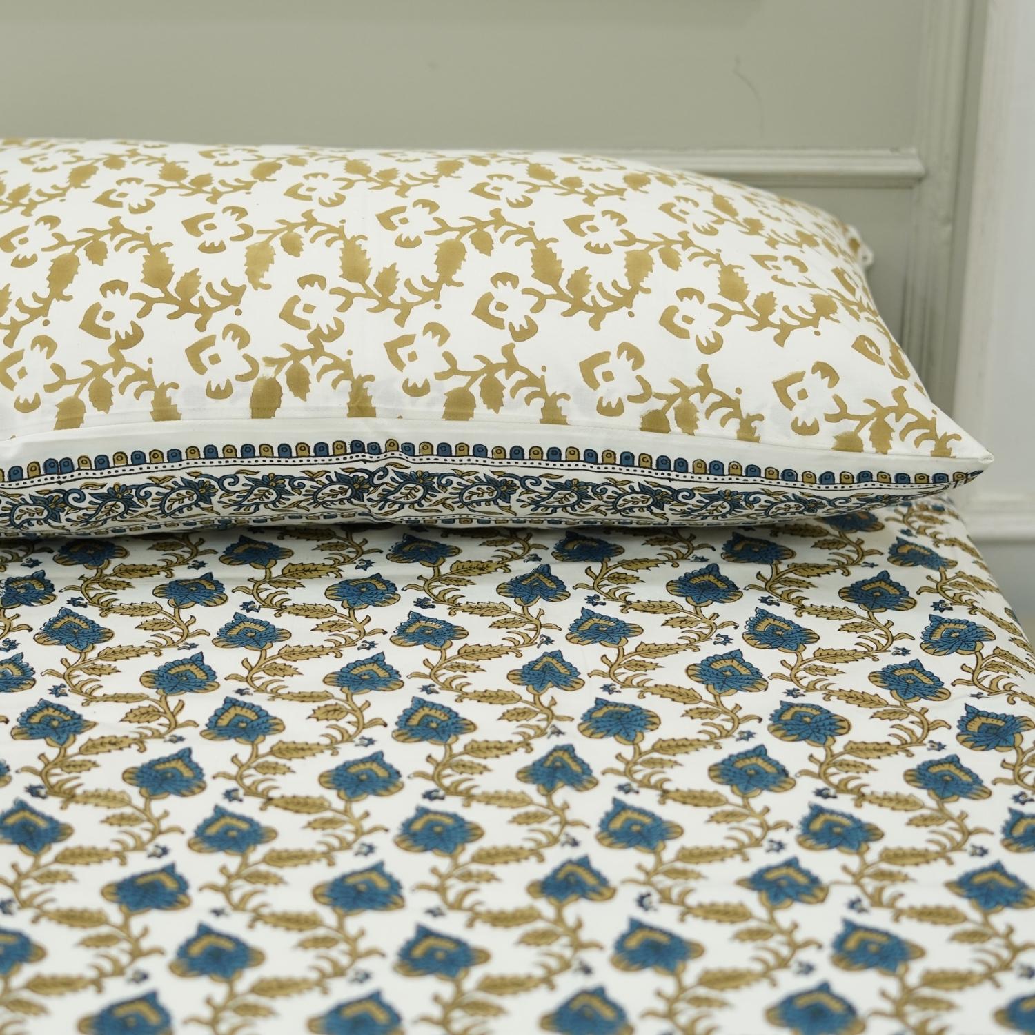 Cotton bedsheet for king, queen and twin size bed, made from 100% cotton fabric bedspread, floral block print handmade printed bedspread for king size bed - Fabritual