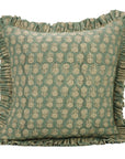 Block Printed Thick Linen Pillow Cover - Tulsi Buti