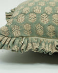 Block Printed Thick Linen Pillow Cover - Tulsi Buti