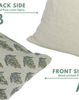 Green Floral Pure Linen Pillow Cover - Kanak Buti
