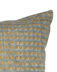 Artisan Handblock Printed Blue and Mustard Boho Floral Cushion Cover on Pure Linen for Farmhouse & Modern Interiors - KAVITA