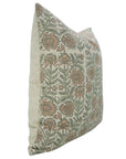 Custard Apple Brown Handblock Printed Floral Cushion Wrap – Linen Blend Farmhouse Charm