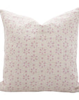 Pure Linen Handmade Pink & Gray Floral Pillow Cover with Block Print Detailing Perfect for Bedroom or Sofa Styling