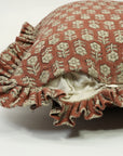 Block Printed Thick Linen Frill Pillow Cover - Tulsi Buti By Fabdivine