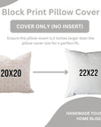 Pure Linen Handmade Pink & Gray Floral Pillow Cover with Block Print Detailing Perfect for Bedroom or Sofa Styling