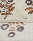 Linen Blend Block Printed Neha Modern Christmas Tree Skirts in Chocolate Brown & Bronze Floral for Gift Decor