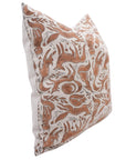 Handcrafted Indian Block Printed Brown Floral Cushion Case on Pure Linen Boho Accent for Living Room Decor - GEHRAVAN