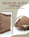 Handmade Floral Block Printed Premium Thick Linen Frill Pillow Cases For Sofa/Couch - Tulsi Buti