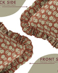 Handmade Floral Block Printed Premium Thick Linen Frill Pillow Cases For Sofa/Couch - Tulsi Buti