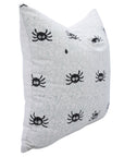 Handmade Printed Black Spider Pillow Cover in Thick White Cotton for Festive & Stylish Home Decor