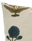 Regal Floral Handblock Printed Linen Blend Pillow Cover A Touch of Elegance with Badshah Blue