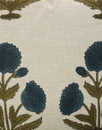 Regal Floral Handblock Printed Linen Blend Pillow Cover A Touch of Elegance with Badshah Blue