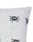 Handmade Printed Black Spider Pillow Cover in Thick White Cotton for Festive & Stylish Home Decor