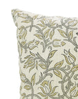 Floral Block Printed Linen Blend Pillow Cover For Bed/Living Room - Kamaldutta