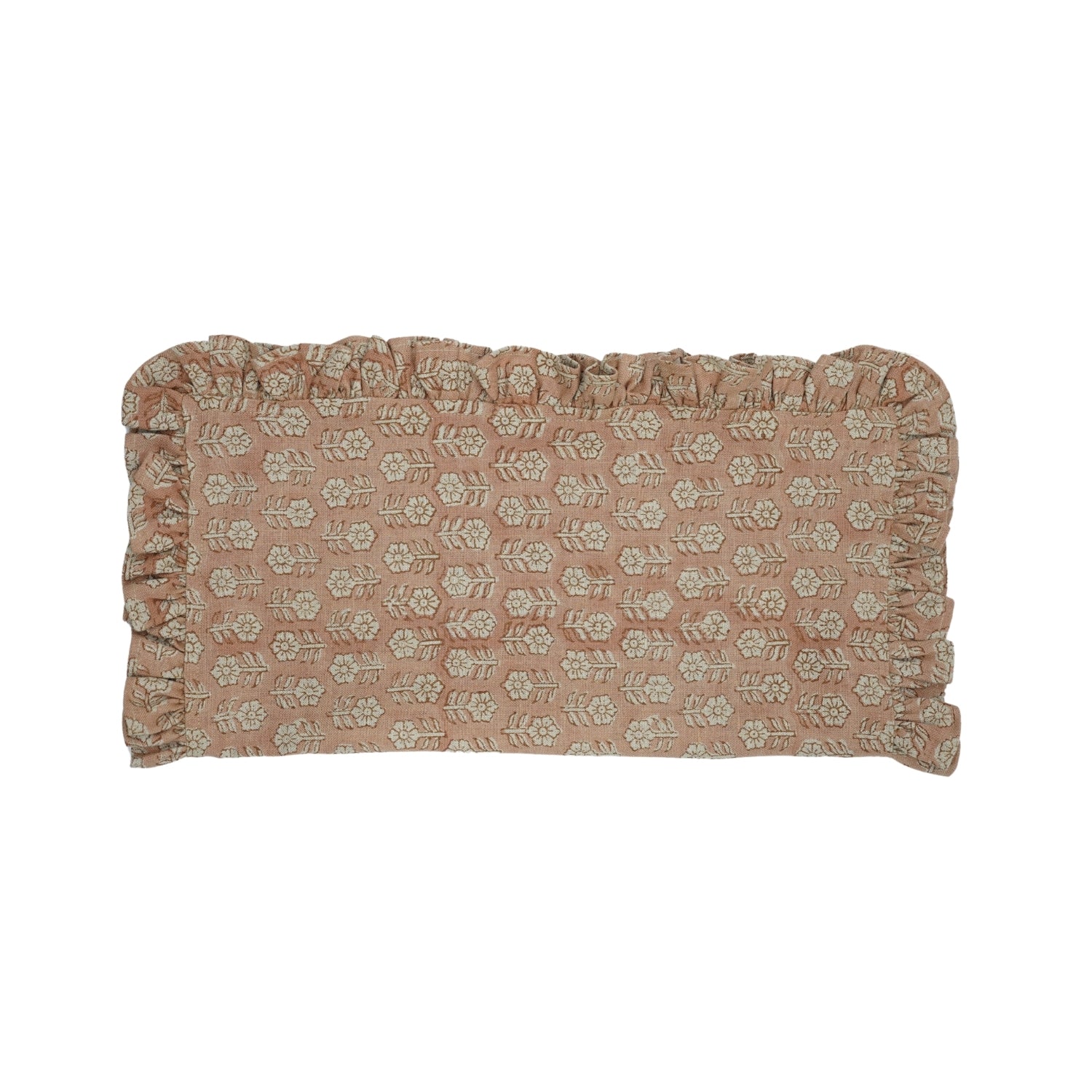 Handmade Pure Linen Floral Printed Tulsi Buti Table Frill Napkins in Orange