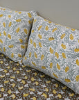 Each motif on this cotton bedsheet is hand block printed using wooden blocks, ensuring every set is one-of-a-kind. Its floral patterns and soft touch make it ideal for dreamy, earthy interiors.