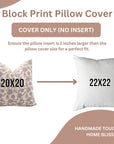 Handmade Cushion Protector with Pink and Gray Vintage Floral Block Prints on Pure Linen for Living Room Charm - SANJH