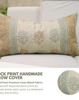 Farmhouse Floral Designer Pillow Cover – Handmade Indian Block Printed Linen Blend - Rohini Brown
