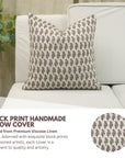 Handmade Brown Cushion Wrap – Block Printed Floral Viscose Linen Elegance - Lil Paisley