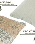 Farmhouse Floral Designer Pillow Cover – Handmade Indian Block Printed Linen Blend - Rohini Brown