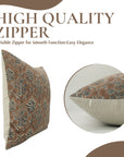 Block Printed Handcrafted Granite Gray and Pastel Brown Floral Thick Linen Indoor Pillow Cover - Vishal Pushp