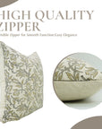Floral Block Printed Linen Blend Pillow Cover For Bed/Living Room - Kamaldutta