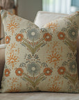Orange Floral Vanshika Pillow Cover Thick Linen