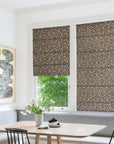 Hand Block Printed Boho Roman Shade Maroon & Mustard Floral Window Blind in Heavy Linen – Mahalaxmi