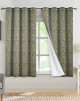 Floral Printed Thick Linen Blackout Curtains with Grommets - Room Darkening Treatment - Manikarnika