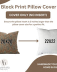 Block Printed Handcrafted Granite Gray and Pastel Brown Floral Thick Linen Indoor Pillow Cover - Vishal Pushp