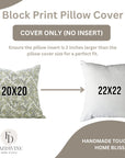 Floral Block Printed Linen Blend Pillow Cover For Bed/Living Room - Kamaldutta