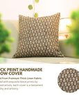 Square Duck Canvas Handblock Floral Printed Cushion Cases - Tulsi Buti