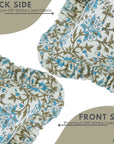Block Printed Floral Off-White Linen Frill Pillow Cover - Neerabel