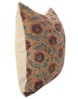 Brown Floral Handmade Thick Linen Pillow - Swarna