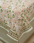 Floral bedsheets India, Artistic boho bedding, Flat sheet with block prints, Indian boho bedding, Sustainable cotton bedspread, Farmhouse floral bedding, Floral handmade bedcover.
