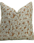 Handmade Block Printed Coconut Floral Pure Linen Pillow Cover for Home Decor – Heart Vine