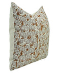 Handmade Block Printed Coconut Floral Pure Linen Pillow Cover for Home Decor – Heart Vine