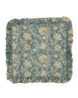 Soft & Luxurious Aradhana Green Handblock Floral Printed Table Pure Linen Frill Napkins