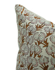 Handmade Block Printed Coconut Floral Pure Linen Pillow Cover for Home Decor – Heart Vine