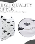 Handmade Black Bat Pillow Cover Block Printed on Thick White Cotton by Indian Artisans for Home Decor