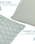 Handmade Block Printed Gray Floral Design Pure Linen Cushion Wrap/Cover For Home Decor - Traz