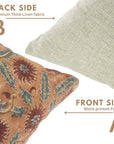 Brown Floral Handmade Thick Linen Pillow - Swarna