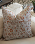 Block Printed Pure Linen Throw Pillow Cover - Kum Kum