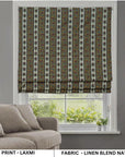 Linen Blend Roman Shade Block Printed Floral Window Blind Handmade Roller Shade - LAXMI