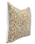 Off White Pure Linen Pillow Cover with Square/Lumber Block Print - SIX KAMAL - Fabdivine