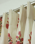 HandBlocked White Linen Blackout Curtains - Elegant Indian Home Decor - Swadesh
