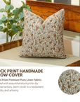 Handmade Block Printed Coconut Floral Pure Linen Pillow Cover for Home Decor – Heart Vine